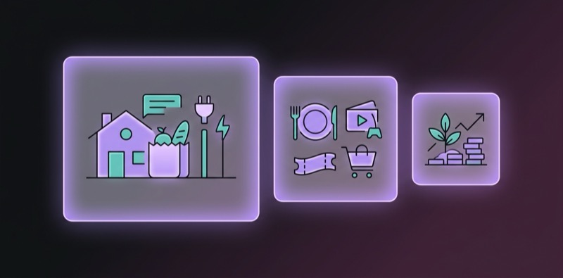 Monthly budget plan with three colored category blocks