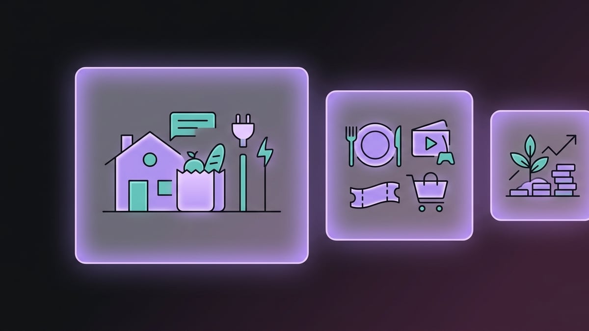 Monthly budget plan with three colored category blocks