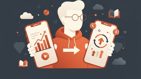 Üniversite öğrencisi telefonda finans dersi izliyor